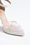 Klora Tulle Hand-Embellished Leather with Stone Details 10.5 cm Heel Special Bridal Shoes - 3