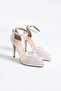 Klora Tulle Hand-Embellished Leather with Stone Details 10.5 cm Heel Special Bridal Shoes - 2