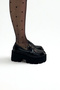 Black Matte Patent Thick-Sole Loafers P9090 - 7