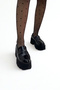 Black Matte Patent Thick-Sole Loafers P9090 - 3