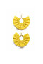 Women's Gold Color Hoop Dangle Earrings – Yellow Fabric Beaded Design