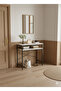 Narrow console table, small two-tiered entryway table, sofa table with two support bars