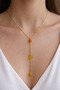 Amber Stone Y Steel Necklace / Handmade / Does Not Tarnish