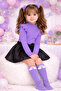 Leather Skirt with Bow, Purple Badi and Knee Socks Set-6-9 Months - 7