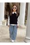 Girl's Denim Pants, Shirt and Side-Tie Knitwear Full-Fit Holiday 3-Piece Set
