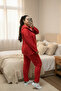 Women's Red Plus Size Hijab Oversize Zippered Women's Tracksuit Set - 4