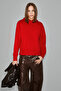 Redony women's organic cotton regular red sweatshirt with fleece lining and brit detail collar - 3