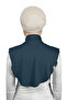 Women's Combed Cotton Hijab Circle Collar Lace Neck Collar - Petrol Color - 4