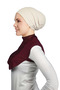Women's Combed Cotton Hijab Circle Collar Lace Collar - Claret Red - 3