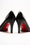 Women's Black Patent Leather Pointed Toe Design Sole Thin Short Heeled Shoes Gronia - 4