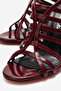 Women's Burgundy Patent Leather Open Cage Toe Design Thin Heeled B Piped Shoes Elo - 2