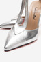 Women's Silver Pointed Toe T-Strap Design Heeled Shoes - Stiletto Stilo - 3