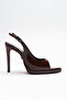 Women's Open Back Pointed Toe Thin Heeled Platform Shoes Hari Brown Patent Leather - 2