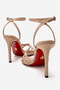 Women's Nude Patent Leather Open Cage Toe Design Thin Heeled B Piped Shoes Cage - 4
