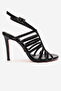 Women's Black Patent Leather Open Cage Toe Design Thin Heeled B Piped Shoes Elo - 3