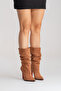 Ruched Women’s Boots Tan Suede Pointed Toe Slim Heeled Gusseted Stylish Boots Stane - 6