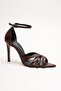 Women's Custom Design Thin High Heel Shoes Accosie Brown Leather - 2