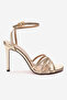 Women's Gold Open Cage Toe Design Thin Heeled B Piped Shoes Cage - 2