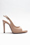 Women's Back Open Pointed Toe Thin Heeled Platform Shoes Hari Nude Patent Leather - 2