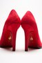 Red Suede Stiletto Heels Pointed Toe Classic Evening Dress Women's Shoes Tokyova - 4