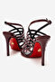 Women's Burgundy Patent Leather Open Cage Toe Design Thin Heeled B Piped Shoes Elo - 4