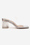 Women's Silver Wrinkled Transparent Heeled Special Design Slippers with Transparent Cover Brillant - 2