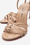 Women's Nude Patent Leather Open Cage Toe Design Thin Heeled B Piped Shoes Cage - 3