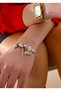 Silver Colored Pink Charm Bracelet - Modern Design, Heart and Cat Figure with Stone Detail - 4