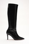 Women's Pointed Toe Short Heeled Boots Zelda Black Patent Leather