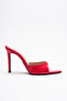 Women's Pointed Toe Thin Heeled Slippers Sona Red Patent Leather