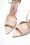 Women's Cross-Strapped Thin Heeled Shoes Yelar Nude Patent Leather - 3