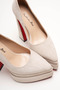 Double Platform Thick High Heeled Pointed Toe Women's Shoes Beige Suede Rigel - 2