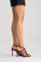 Women's Burgundy Patent Leather Open Cage Toe Design Thin Heeled B Piped Shoes Elo - 7