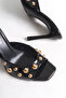 Emelia Women's Troped Blunt Toe Heeled Slippers Black Patent Leather - 4