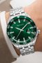 Men's Wristwatch with Calendar Steel Strap Steel Case Silver-Green Zmfer161