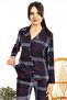 طقم بيجامة نسائي من الجلد المدبوغ بأكمام طويلة وأزرار 4000-1 - 4