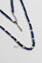 Men's 55 cm Steel Necklace with Lapis Stone - 3