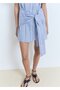 Striped Shirt Dress with Knot Detail - 8