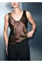 Crinkled Satin Blouse with Crystal Embellishments