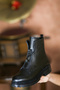 (Singapore) Genuine Leather Front Buckle Detailed Orthopedic Rubber Sole Zippered Boots