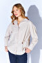 Stone Brooch Detailed Cotton Blend Oxford Shirt |   Mkw167422-01 - 2