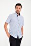 Classic Short Sleeve Cross Filafil Pattern Buttoned Collar Gift Boxed Men's Shirt Fs-001215 - Navy Blue