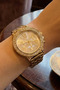 Gold Metal Cord Stone Bezel Stylish Women's Wristwatch - 2