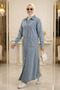 WOMEN’S BUTTONED LONG DENIM COAT - 5