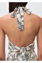 Çiçek desenli halter yaka elbise - 8