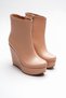 Women's Zippered Wedge Heeled Boots Dainas Nude Skin - 2