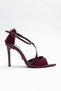 Women's Cross-Strapped Thin Heeled Shoes Yelar Burgundy Patent Leather - 2