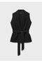 Linen Fabric Vest with Belt - 3