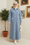 WOMEN’S BUTTONED LONG DENIM COAT - 4