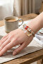 Women's Gold Red Butterfly Charm Bracelet - Elegant Design with Stone Detail and Heart and Butterfly Figures